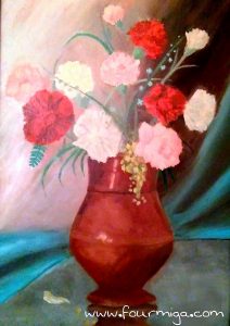 bodegón de flores - Pintura al óleo sobre lienzo.